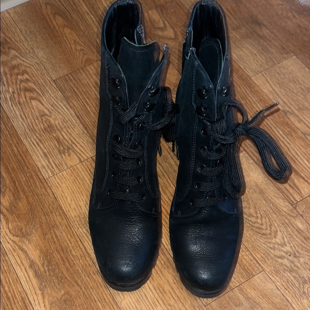 Prada Black Lace-Up Ankle Boots